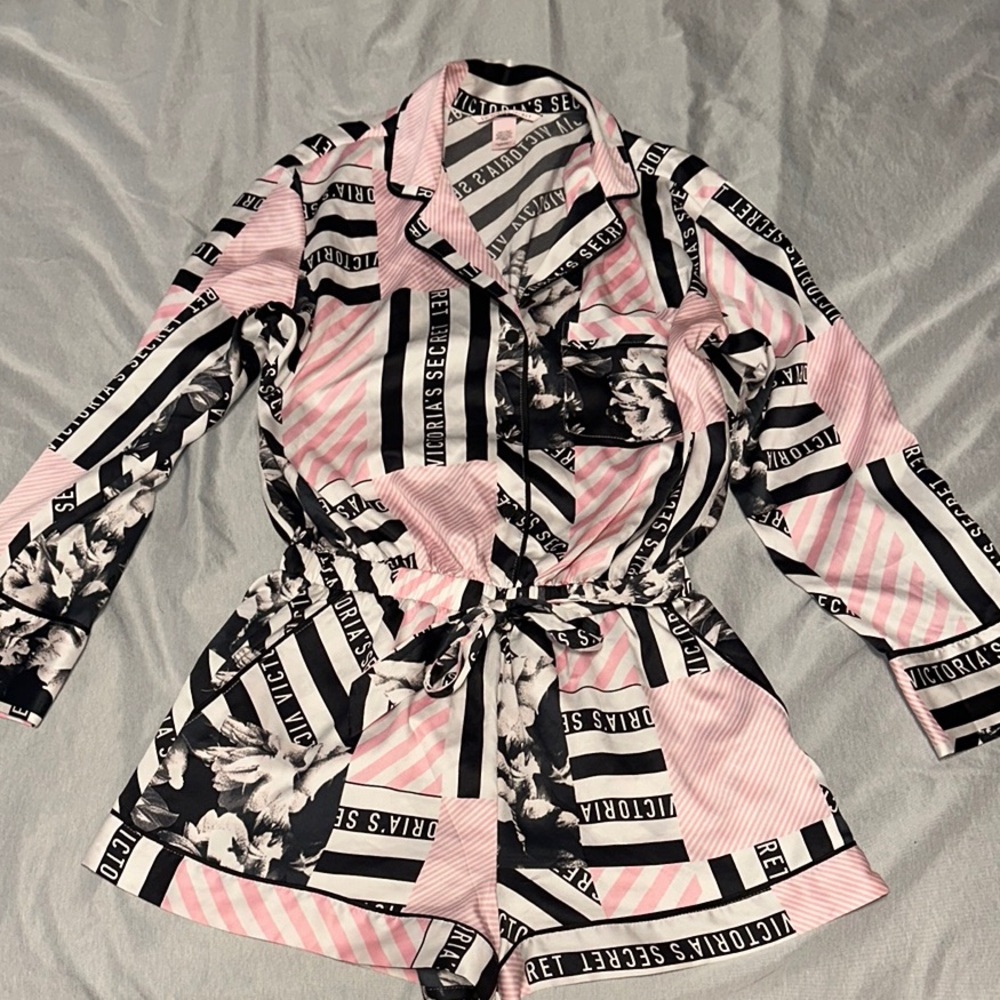 Victoria's Secret Pink and Black Women's Pajama One Piece Set